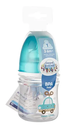 Бутылка с широким отверстием антиколиковая "Easystart" Цветные зверьки 120 мл Голубая - фото 3