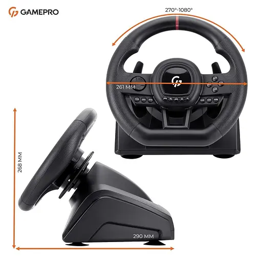 Руль и педали GamePro RW038PM с коробкой передач PC/XBOX/SWITCH/PS3/PS4 - фото 7