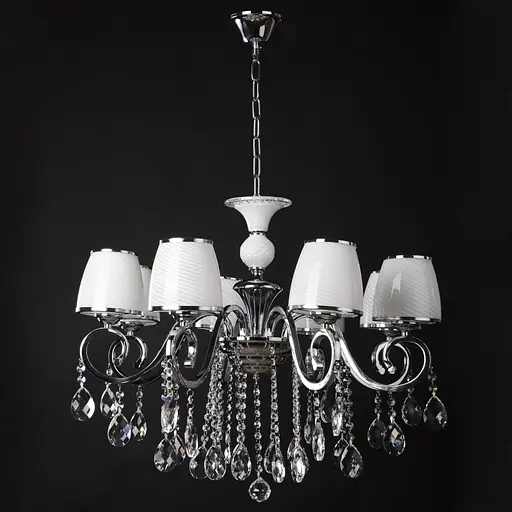 Люстра підвісна Brille кришталева з абажуром E14 40W CH (BCL-384S/8) - фото 7