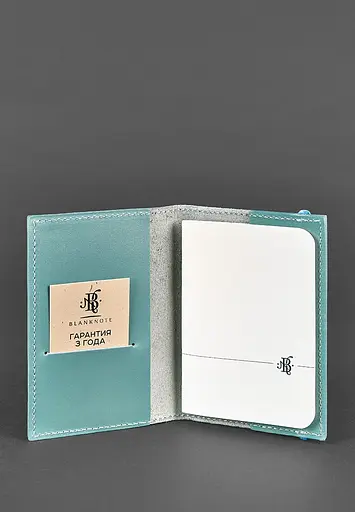 Шкіряна обкладинка для паспорта 1.0 бірюзова - фото 3