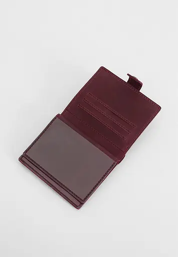 Кожаная обложка-портмоне для удостоверения офицера 11.0 бордовая Crazy Horse - фото 4