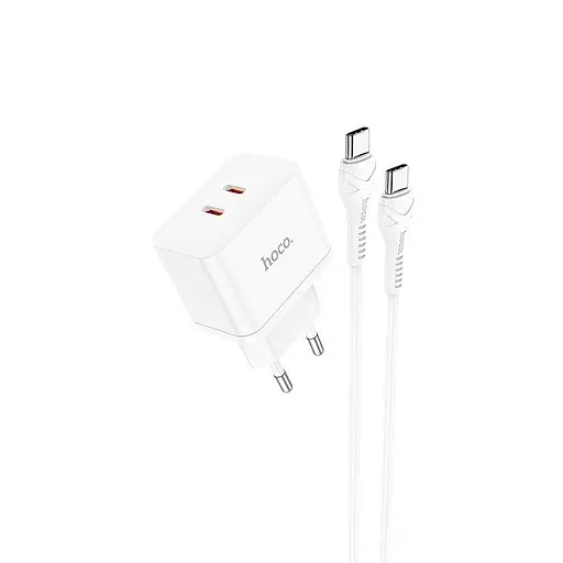 Комплект блок и кабель зарядные Hoco N29 Triumph Type-C to Type-C charger set белый - фото 3