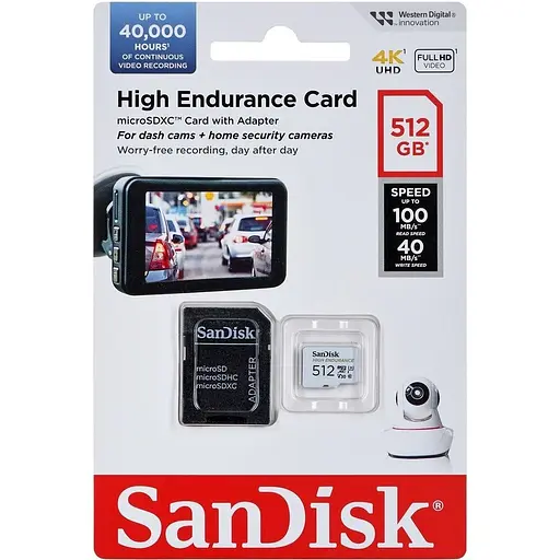 Карта памяти SanDisk microSDXC High Endurance 512GB UHS-I U3 V30 + SD Adapter (SDSQQNR-512G-GN6IA) (136567) - фото 4