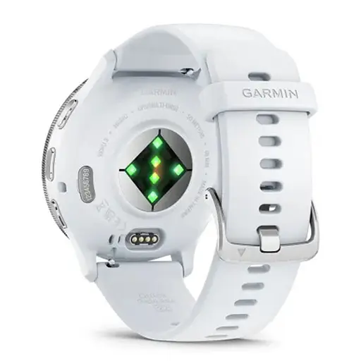 Смарт-часи Garmin Venu 3 зі сріблястим сталевим безелем та силіконовим білим ремінцем - фото 2