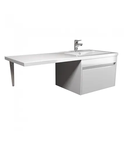 Тумба Мойдодир Wing 60-А-W з умивальником Rodeo 120 R з крилом над пралкою підвісна Білий - фото 5