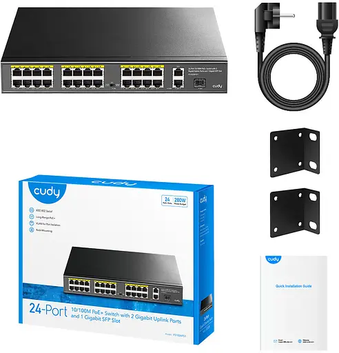 Комутатор Cudy FS1026PS1 24 порт10/100M PoE+ Switch with 2 Gigabit Port+ 1SFP 300W - фото 3