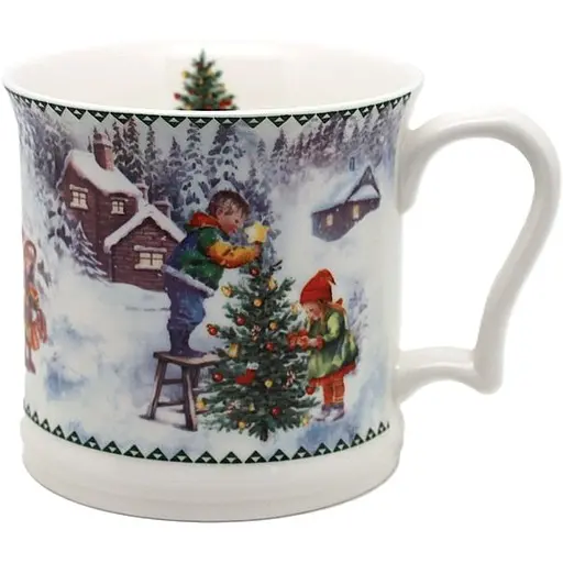 Чашка новогодняя R33343 Зимняя история фарфоровая в подарочной коробке 420 мл Белая - фото 1