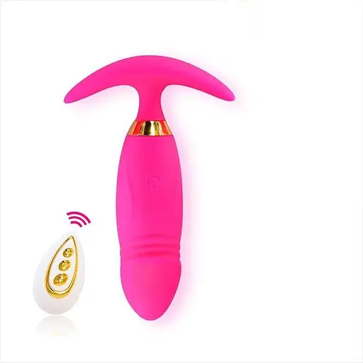 Анальна пробка 10 режимів вібрації силікон унісекс дистанційне керування USB зарядка рожевий - фото 1