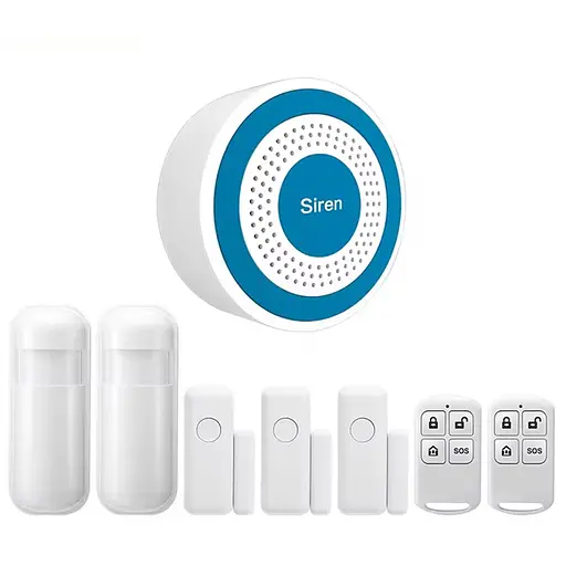Локальна бездротова система сигналізації з сиреною Nectronix PE-519-Е, 5 датчиків, 2 пульта (100214-8882-8893-8902)