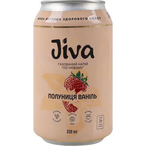 Напій соковмісний Лавка традицій Jiva Полуниця-ваніль сильногазований з/б 0,33 л