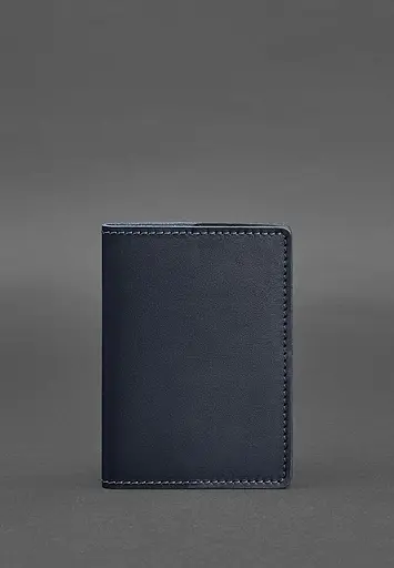 Кожаная обложка для паспорта и военного билета 1.3 темно-синяя - фото 2