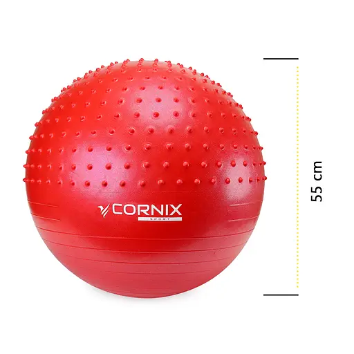 Мяч для фитнеса (фитбол) Cornix 55 см полумассажный Anti-Burst Red XR-0462 - фото 6