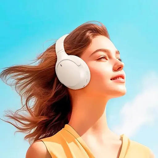 Бездротові навушники Borofone BO31 Prestige active noise reduction BT headphones, BT5.4, ANC, AUX, BT, 400mAh, 38h Max, Milky white - фото 4
