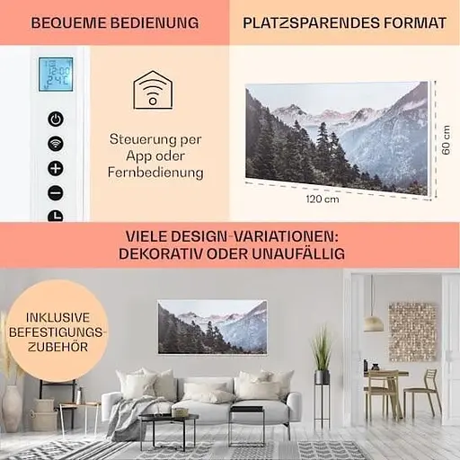 Инфракрасный обогреватель Klarstein Wonderwall air art до 14 м² (10035129) - фото 3