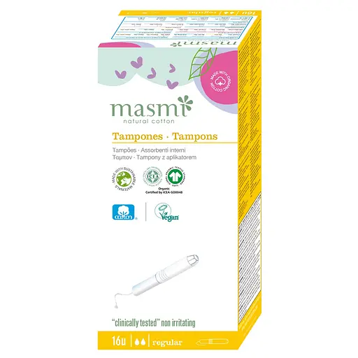 Органические тампоны Regular с аппликатором Masmi 16 шт. - фото 1