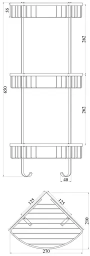 Полка двойная угловая Topaz 4134, Хром - фото 2