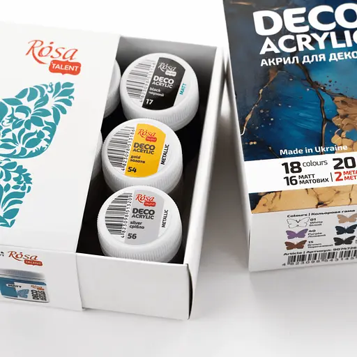 Набор акриловых красок для матовых и металлических декоров 18×20 мл Rosa Talent - фото 5