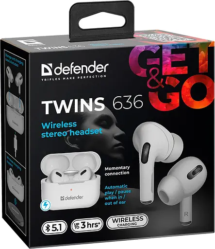 Гарнитура Defender Twins 636 Pro TWS Bluetooth White - фото 8