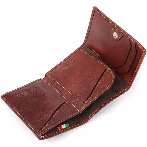 Кошелек для мужчин из глянцевой натуральной кожи Tony Perotti 7.2х10х1 см acs0032254 - фото 6