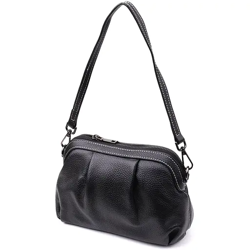 Жіноча сумка з м'якої натуральної шкіри з акцентом на драпірування Vintage 23х15х7 см 000315878