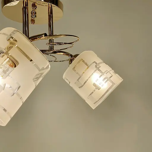 Люстра в золотому корпусі на 3 квадратних плафони | Line F | Арт. 6671/3 B GD - фото 5