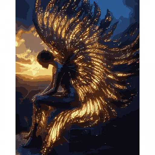 Картина по номерам Santi Ангел на рассвете 40х50 см LED подсветка (956654) - фото 1