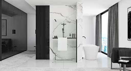 Душова стінка Rea Aero 80 black з полицею Evo REA-K7580 + HOM-00652, прозорий, чорний матовий - фото 5