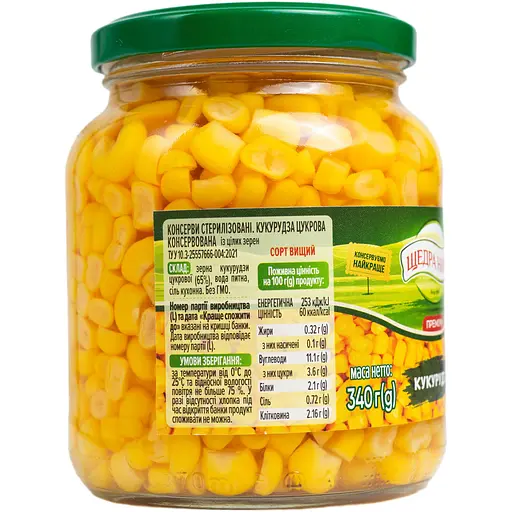 Кукуруза сахарная консервированная Щедра нива Премиум из целых зерен вакуумированная 340 г - фото 2