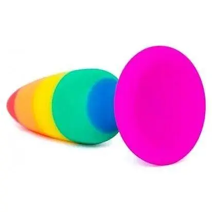 Силіконова анальна пробка Wooomy Hiperloo Silicone Rainbow Plug M діаметр 2.9 см довжина 11 см - фото 2