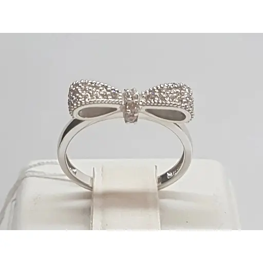 Золотое кольцо Харьковская ювелирная фабрика Бантик с фианитами. 700181-бел 16,5 - фото 4