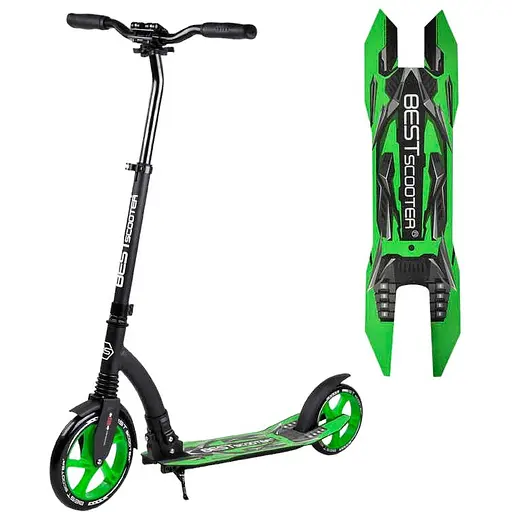 Самокат Best Scooter 89х52х90 см Чорно-зелений 000231487