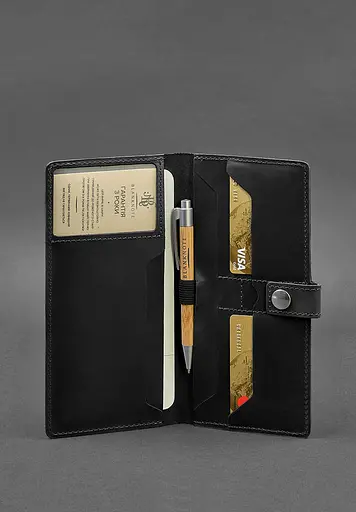 Кожаный Тревел-кейс (органайзер для документов) 6.0 черный Crazy Horse - фото 3