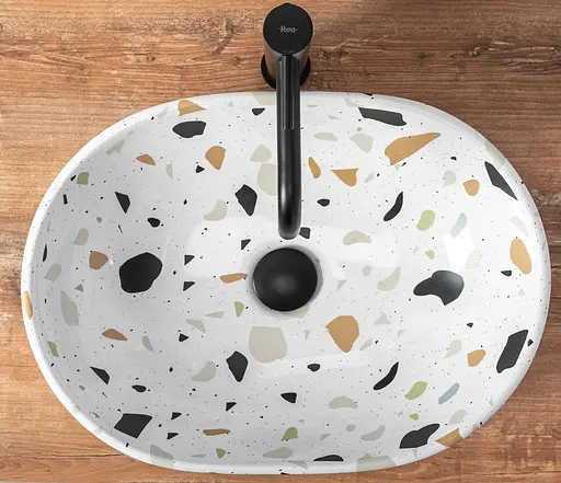 Умивальник Rea Amelia terazzo накладний REA-U6593, Цветной - фото 3