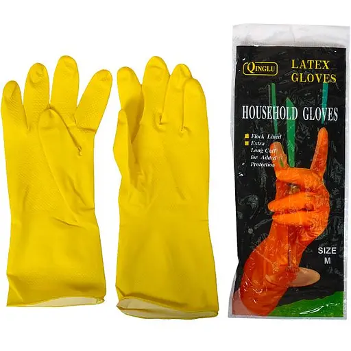 Перчатки латексные хозяйственные "M" Х4-06, 4 пары в уп.