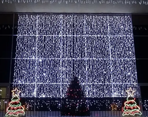 Гірлянда штора завіса Водоспад 3х3 м 280 LED велика лампа 3D (білий шнур, з перехідником) Білий