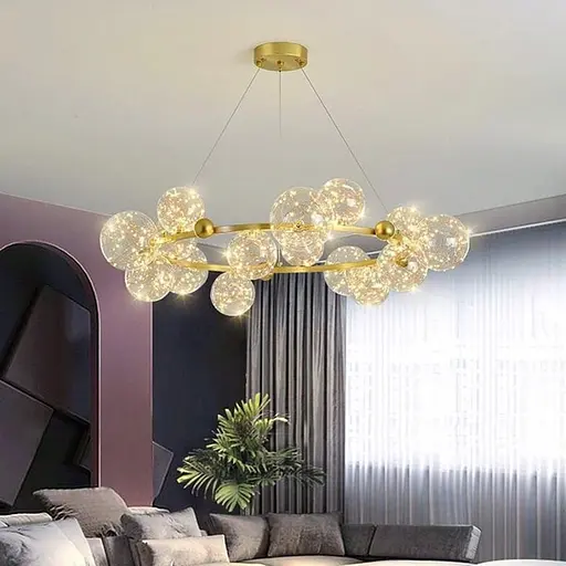 Круглий світильник на 9 плафонів у скандинавському стилі Line.F K 08/9 SGD - фото 1