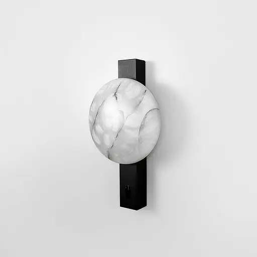 Декоративне бра у чорному корпусі із плафоном під мармур 30х16,5 см Line F Арт. WS011 - фото 2