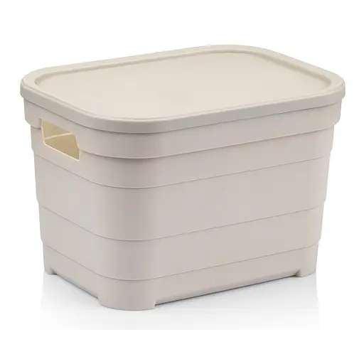 Корзина Idea Home Pyramid с крышкой 5 л 24x18x16.5 см бежевая (00639 Bej)