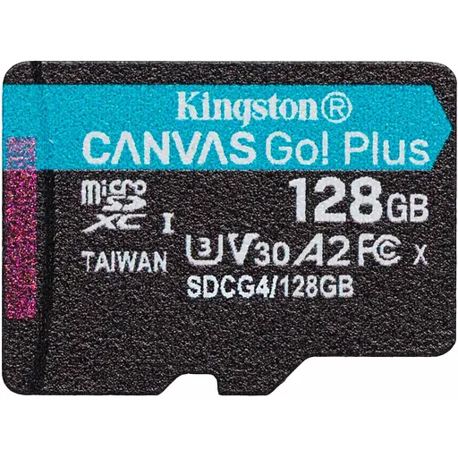 Карта памяти Kingston microSDXC Canvas Go! Plus 128GB Class 10 UHS-I U3 V30 A2 + SD adapter SDCG4/128GB [141531] - фото 4