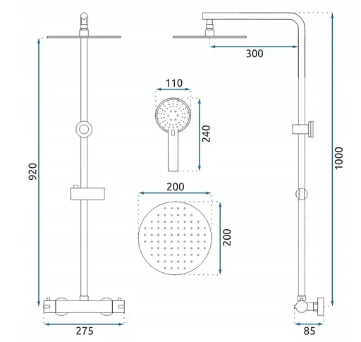 Душова система Rea Bliss brushed gold із термостатом REA-P8413, Золотий - фото 7