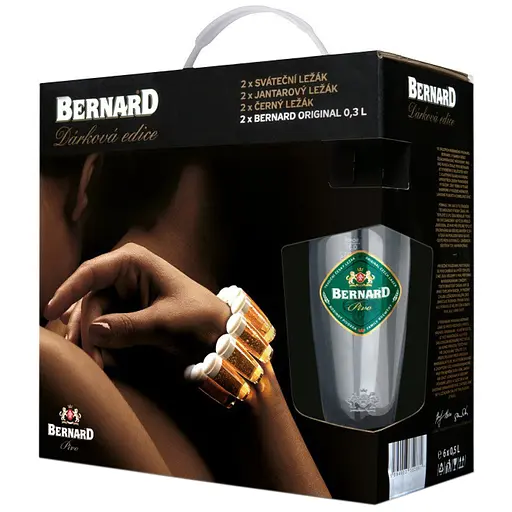Подарочный набор пива Bernard 5 % 0.5л х 6 шт. + 2 бокала по 0.3 л