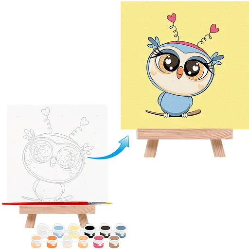 Картина по номерам Rosa Start Совенок 15х15 см с мольбертом