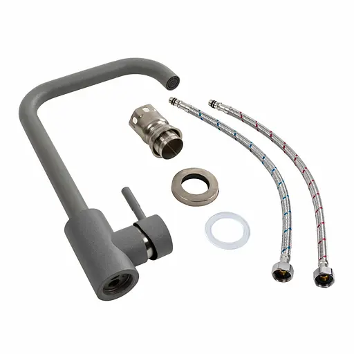 Смеситель для кухни Platinum NS02B (3008B) серый металлик Серый - фото 2