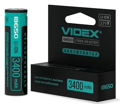Аккумулятор с защитой Videx Li-ion 18650 3400mAh 3,7V