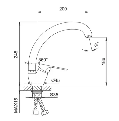 Змішувач для кухні Frap з гнучким виливом F4471-6 - фото 7