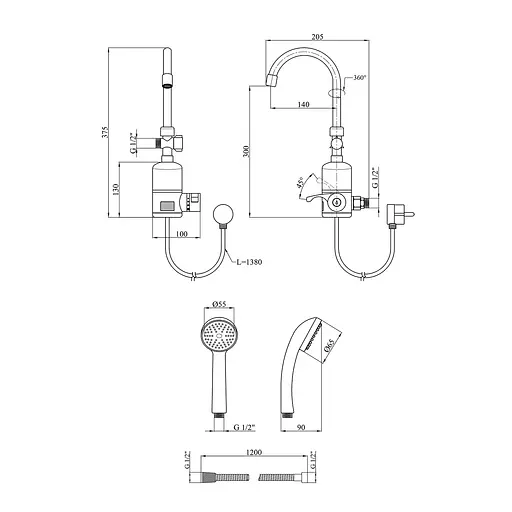 Проточный водонагреватель Kroner KRM Volt – CW190WMDS с дисплеем CV023247 - фото 2