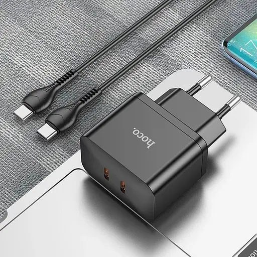 МЗП Hoco N29 PD35W (2USB-C) + кабель Type-C to Type-C Black - фото 2