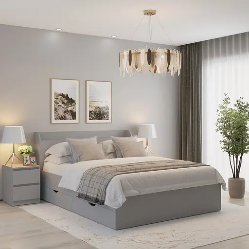 Кровать двуспальная MebelStar Адель с ящиками 160x200 см Серая мышка (MBS-4316)