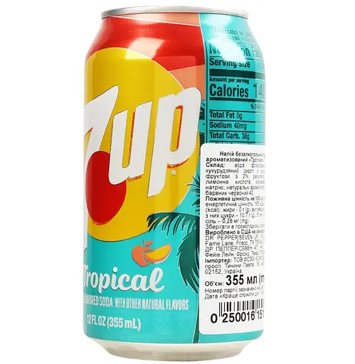 Напиток 7UP Tropical безалкогольный газированный 0.355 л - фото 2