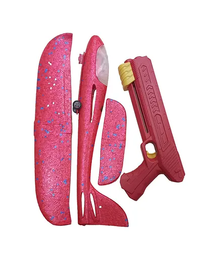 Пістолет із запуском C 70878 Літак, на колесах, механічний принцип роботи, підсвічування, в пакеті (6900067708786) Вид 2 - фото 1